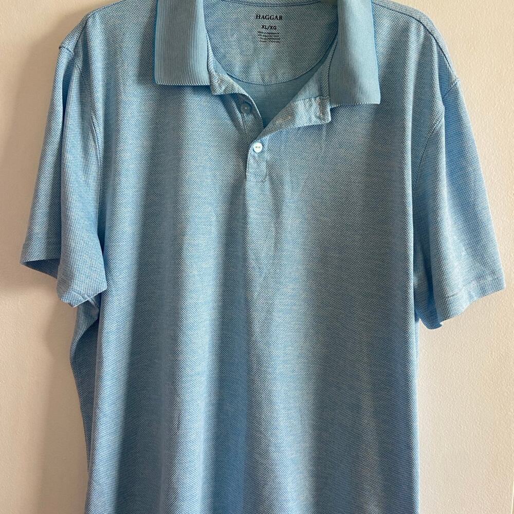 Hagger blue polo shirt short sleeve light weight golf performance casual XL
